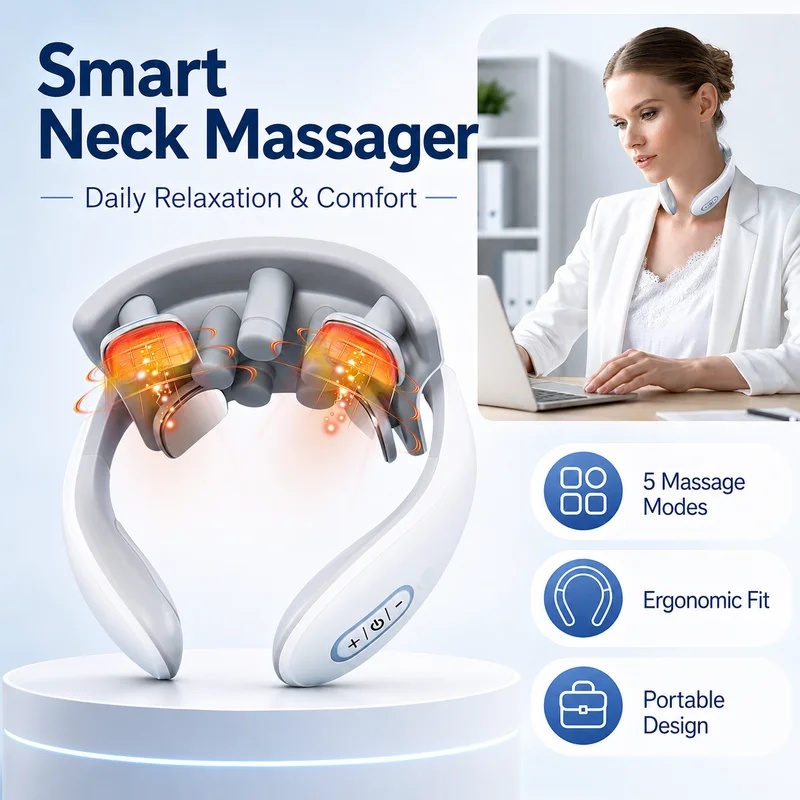 Office Technologies - Slimme nekmassager voor volwassenen, 5 massagemodi,