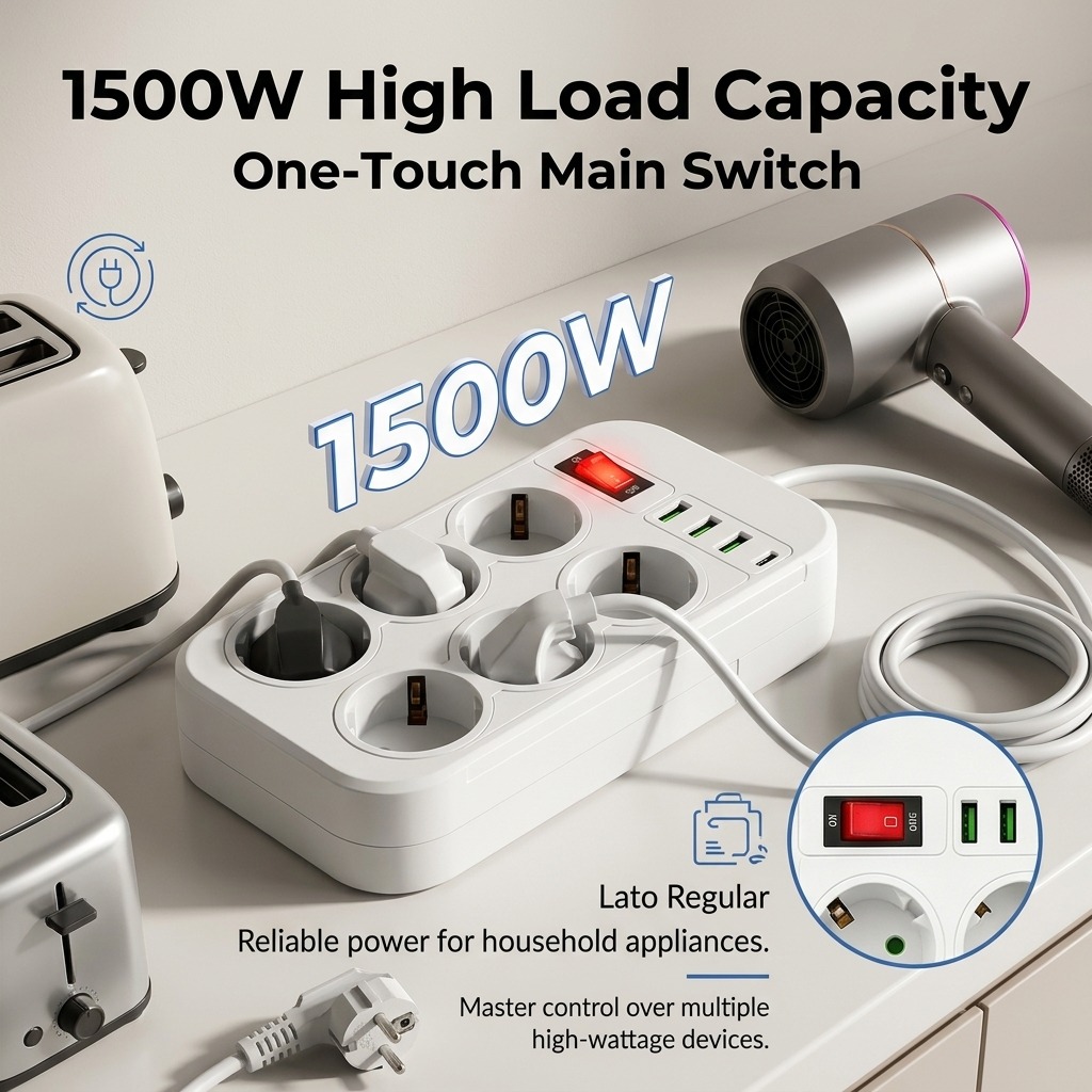 1500W EU-stekkerdoos met 6 AC- - Office Technician recensie en prijs